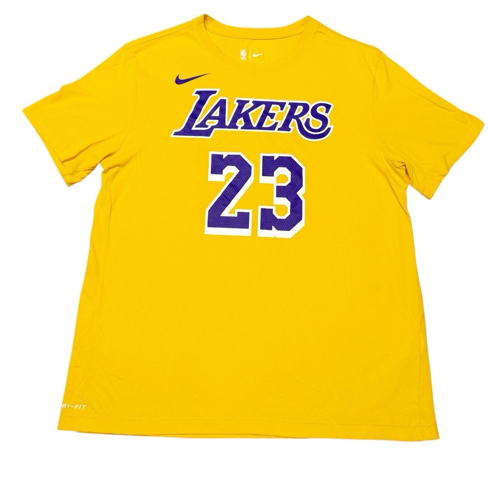 The Nike Tee LA Lakers LeBron‎ James Mens Medium Dri Fit NBA Basketball Athletic